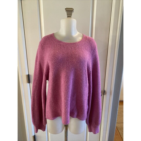 J Crew Pink Size XL Extra Soft Puff Long Sleeve Pullover Sweater Women's - Picture 1 of 12